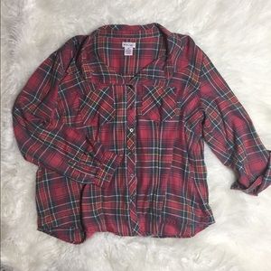 Faded Red Plaid Flannel 2x